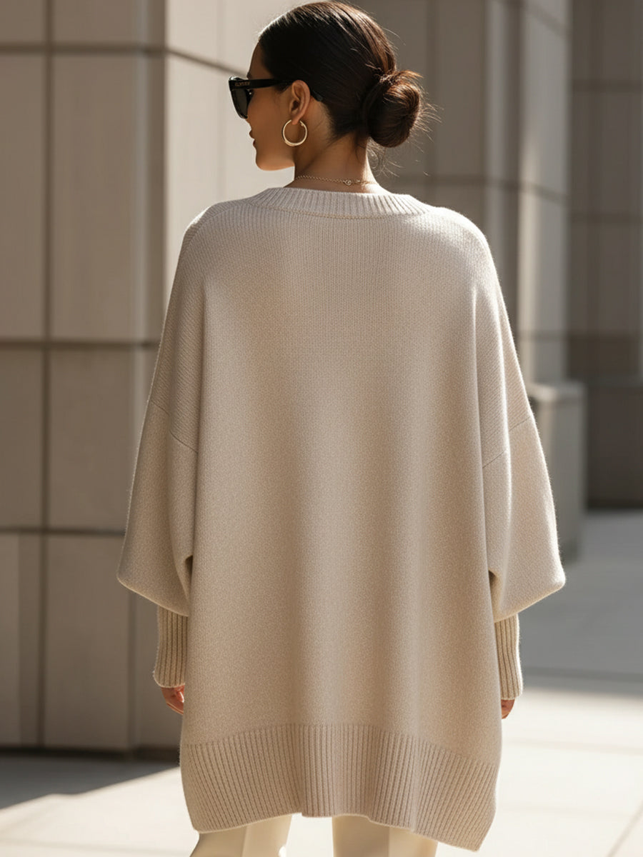 Jennifer | Oversized Draped Sweater with Wide Neckline