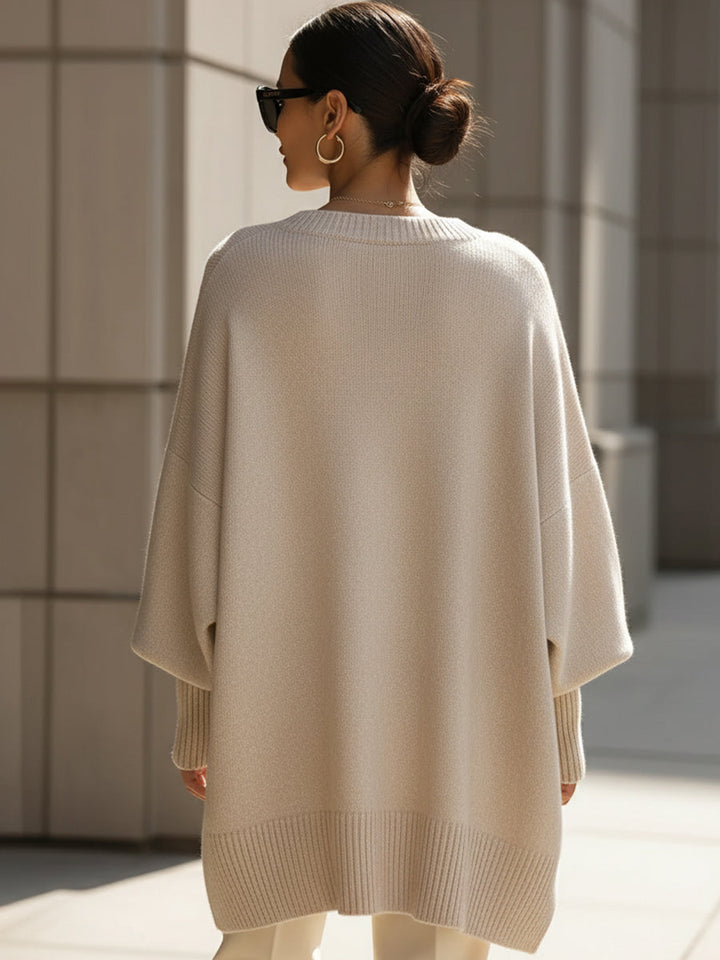 Jennifer | Oversized Draped Sweater with Wide Neckline