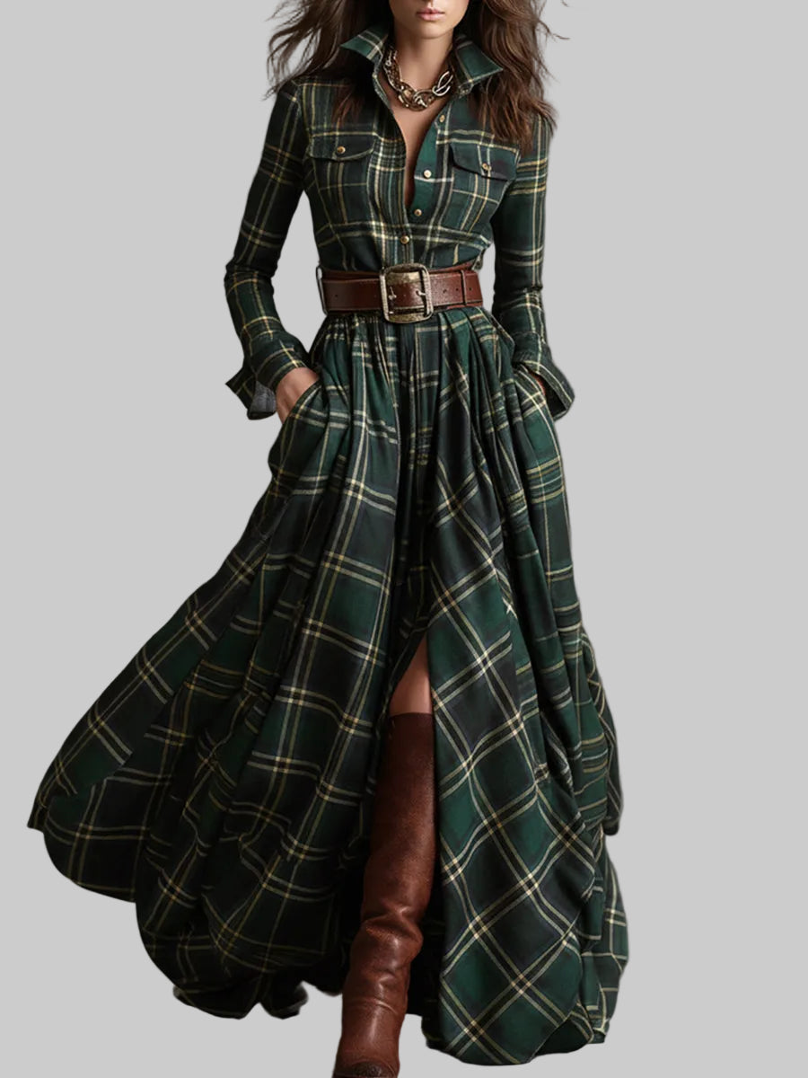 Elena - Checked Shirt Dress