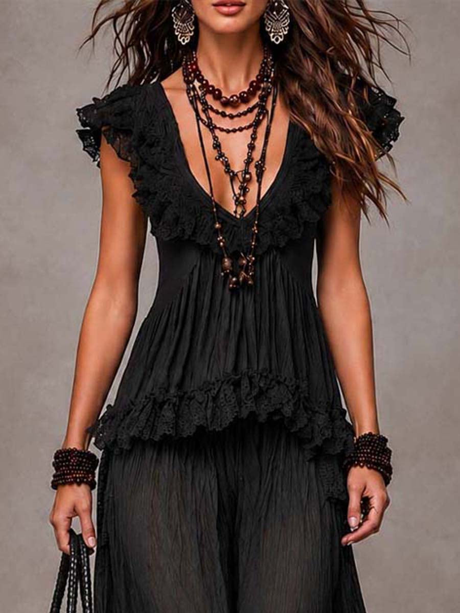 V-Cut Black Bohemian Set