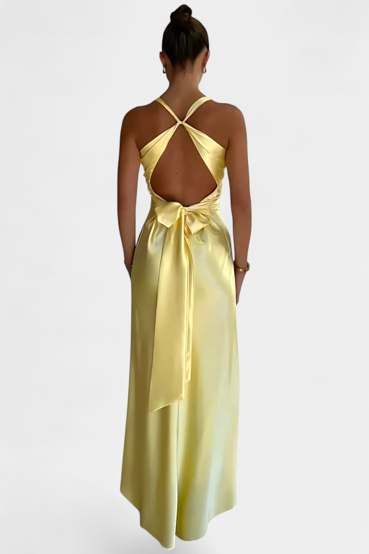 Lea Elegant V-Neck Dress with Gathered Waist