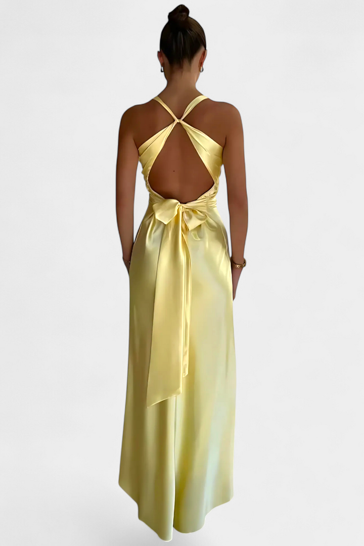 Lea Elegant V-Neck Dress with Gathered Waist
