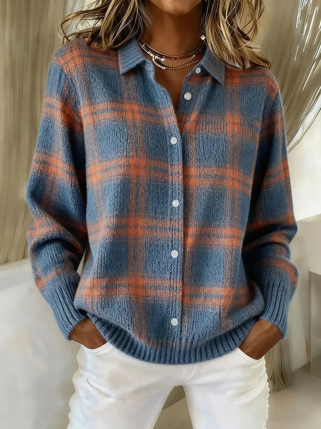 Candela | Checked Knit Blazer