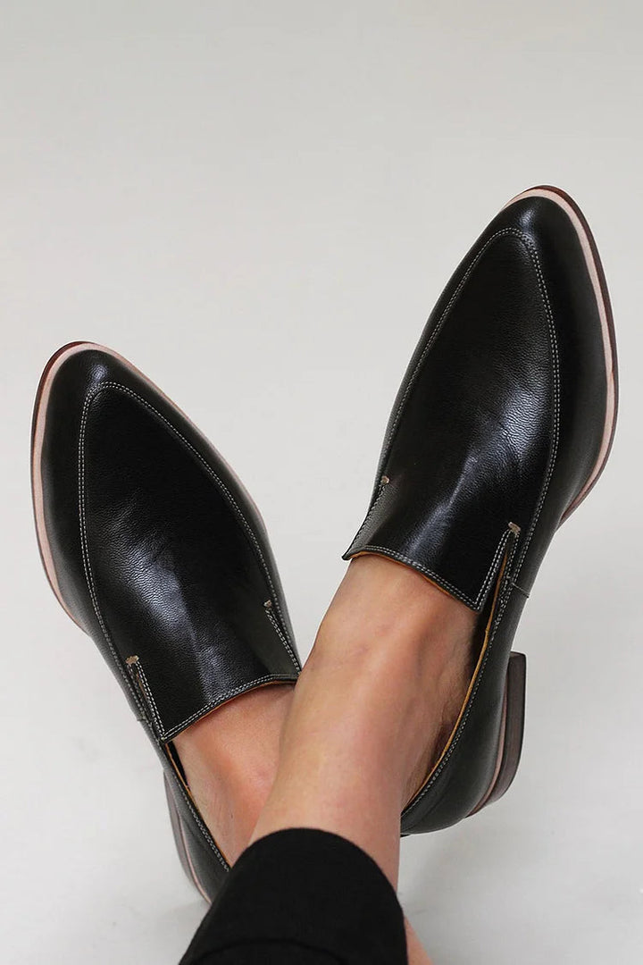 Zofia™ | Black Patchwork Moccasins
