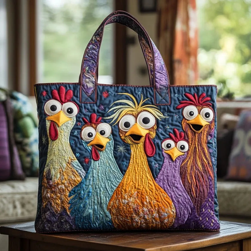Artisanal Bag - Five Vibrant Chickens