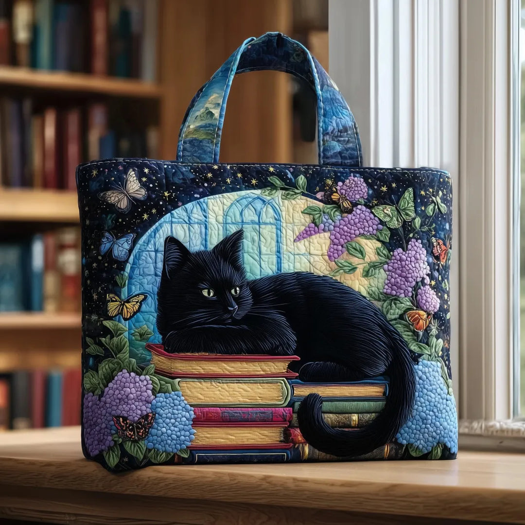 Artisan Bag - Black Cat on Books Design