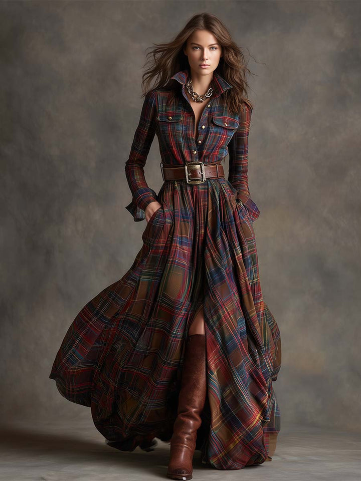 Elena - Checked Shirt Dress