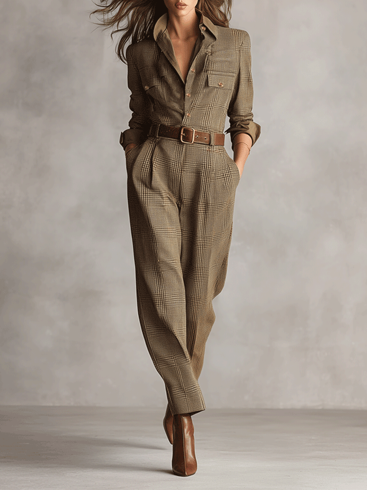 Célia | Brown Overall with Elegant Details