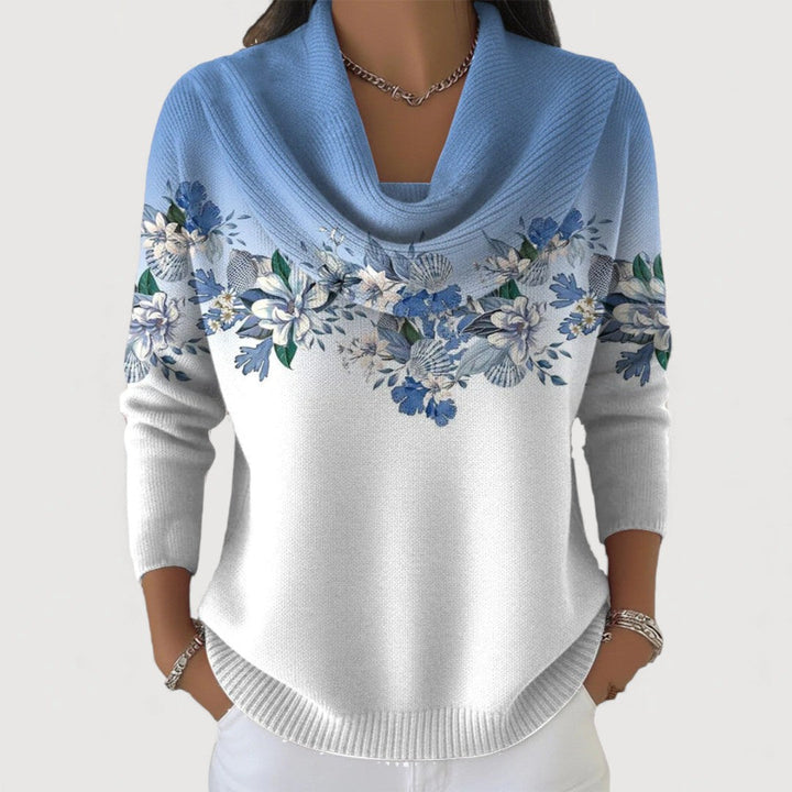Alba | Floral Sweater with Relaxed Neckline