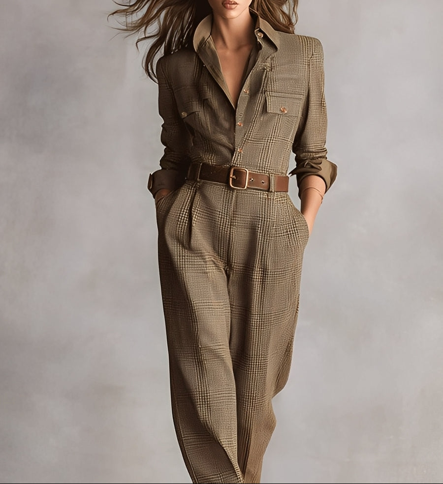 Célia | Brown Overall with Elegant Details