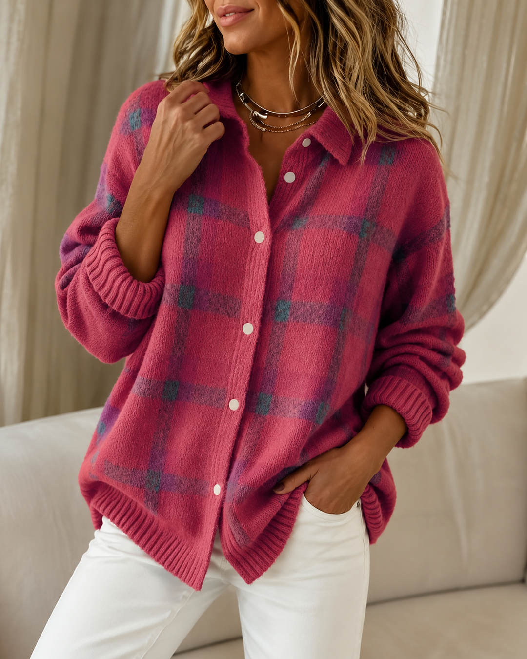 Tesa™ | Checked Knit Jumper