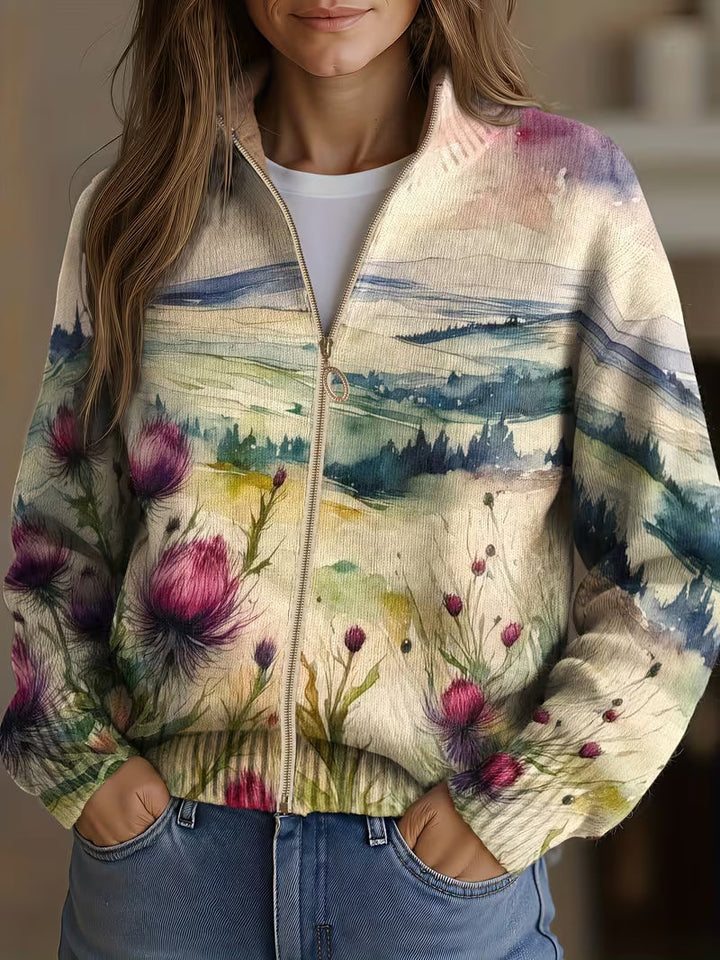 Marlowe | Thistle Landscape Zip-Up Cardigan