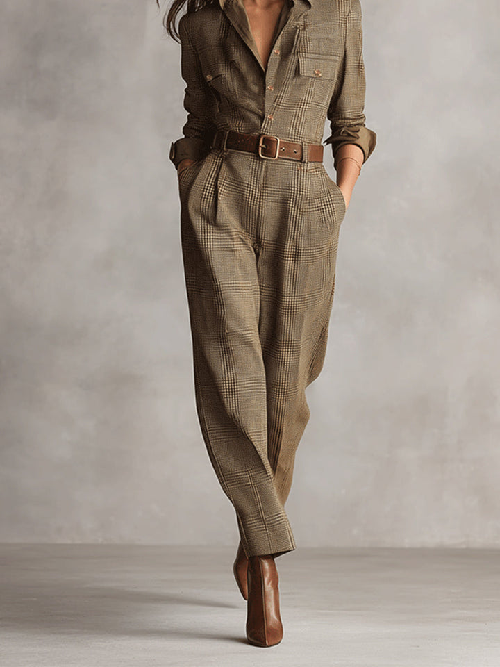 Célia | Brown Overall with Elegant Details