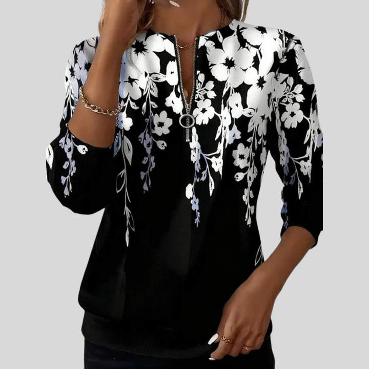 Marjolijn | Floral Print Zip Top
