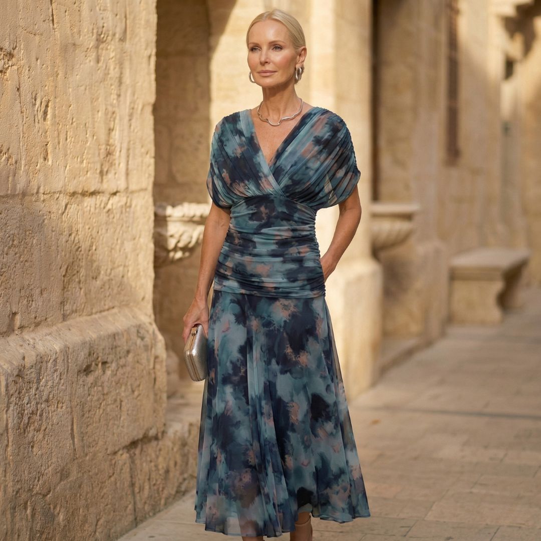 Luna | Elegant Blue Midi Dress