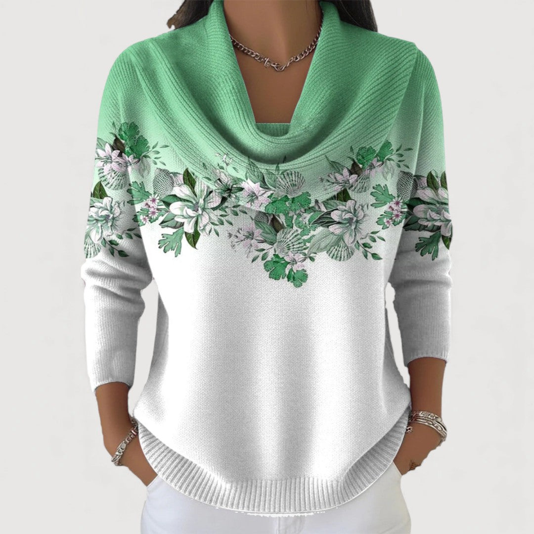 Alba | Floral Sweater with Relaxed Neckline