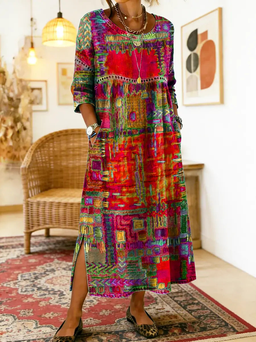 Lara - Colourful Maxi Dress with Ethnic Prints