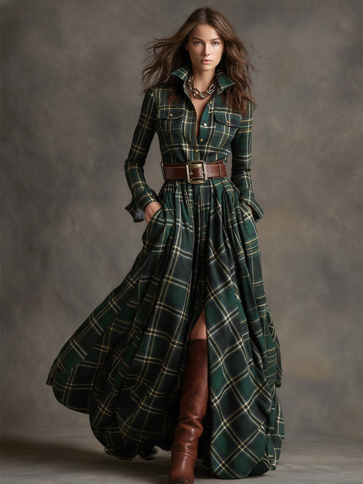 Elena - Checked Shirt Dress