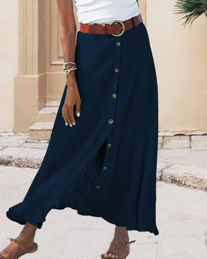 Syndy - Button-Detail Fluid Skirt