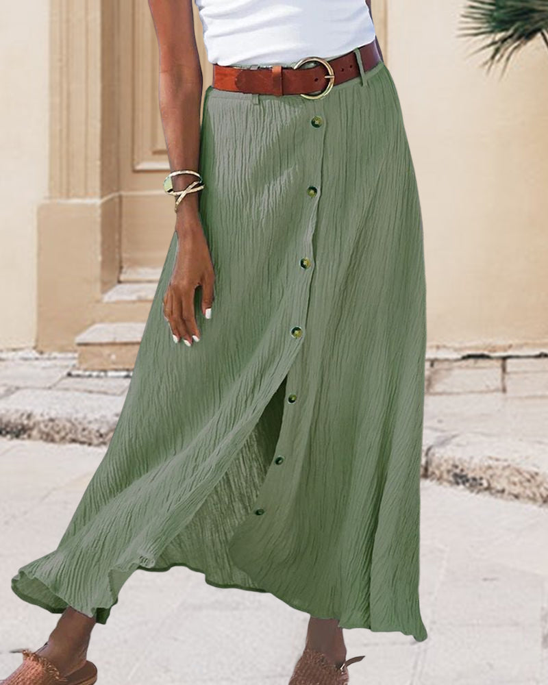 Syndy - Button-Detail Fluid Skirt
