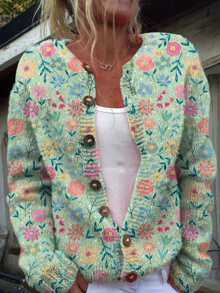 Foxfield™ | Women's Vintage Floral Knit Cardigan