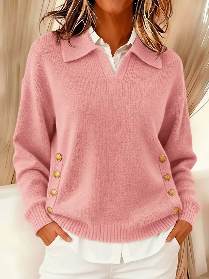 Vicenta | Polo Neck Jumper with Button Detail