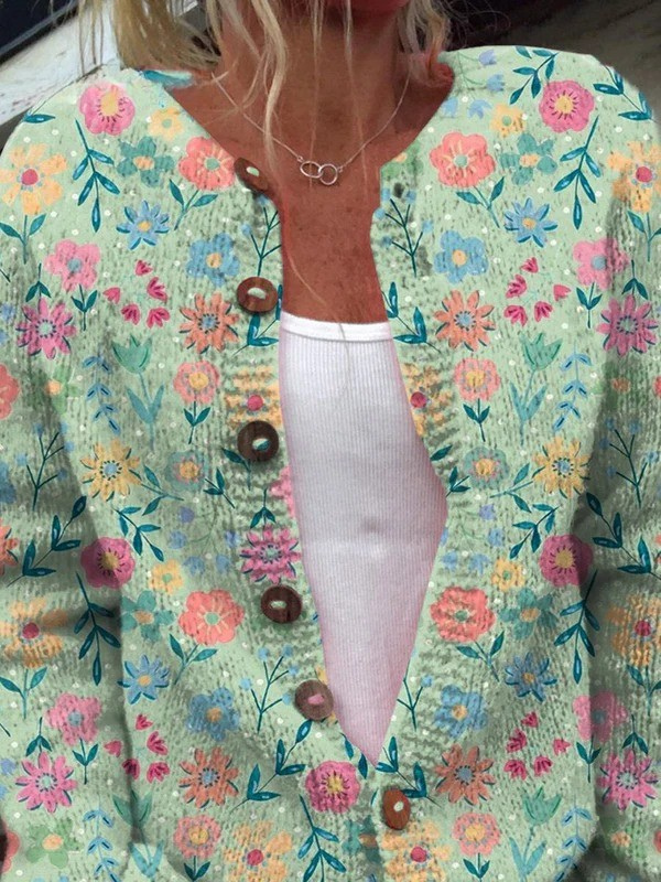 Foxfield™ | Women's Vintage Floral Knit Cardigan