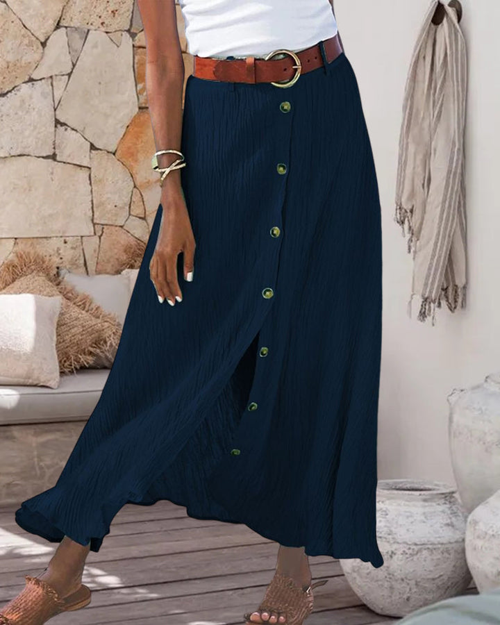 Syndy - Button-Detail Fluid Skirt
