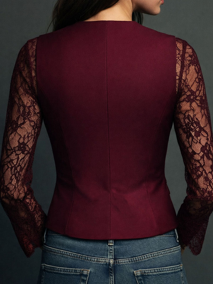 Noémie | Black High Blazer with Sheer Sleeves