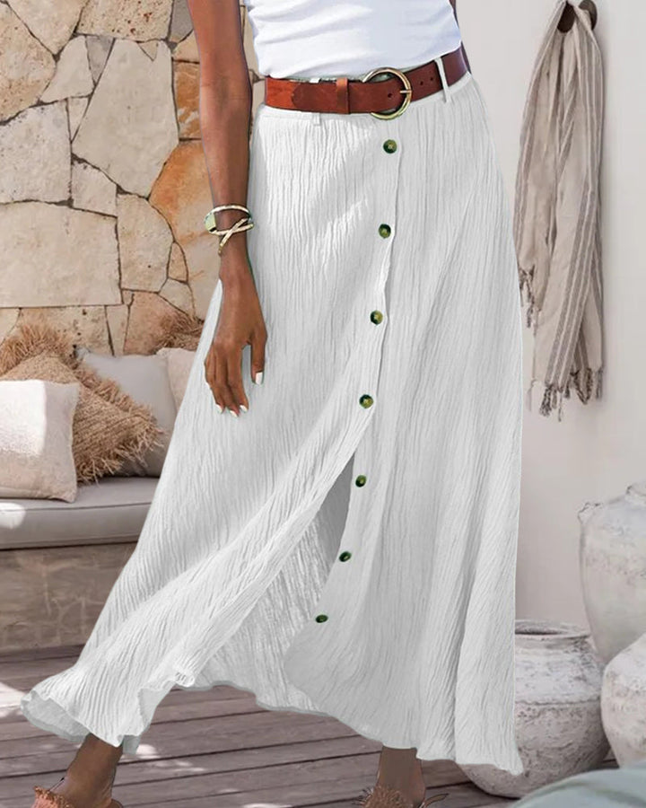 Syndy - Button-Detail Fluid Skirt