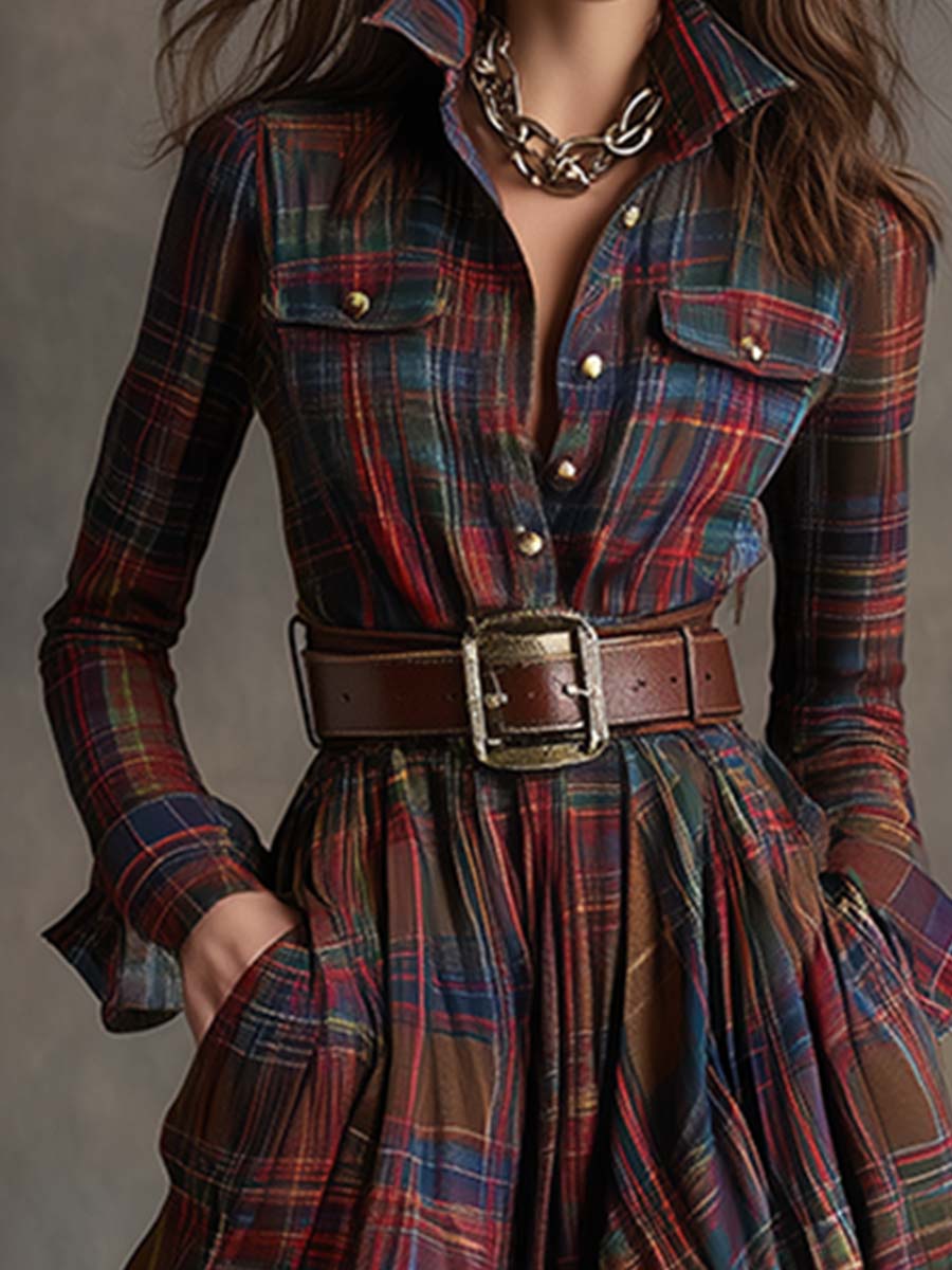 Elena - Checked Shirt Dress