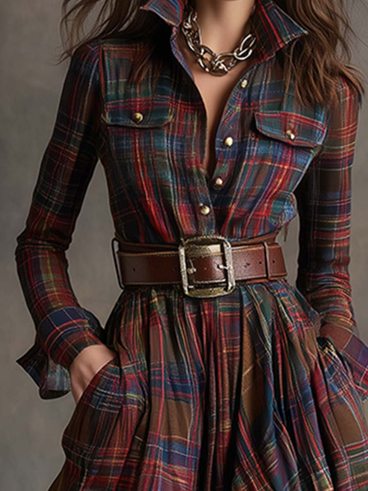 Elena - Checked Shirt Dress