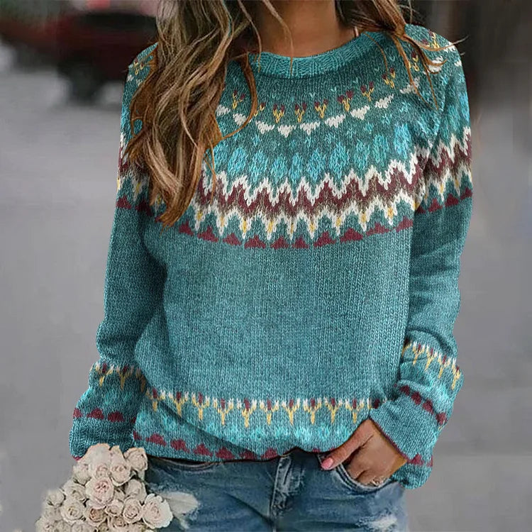 Regina | Retro Wave Pattern Knit Sweater