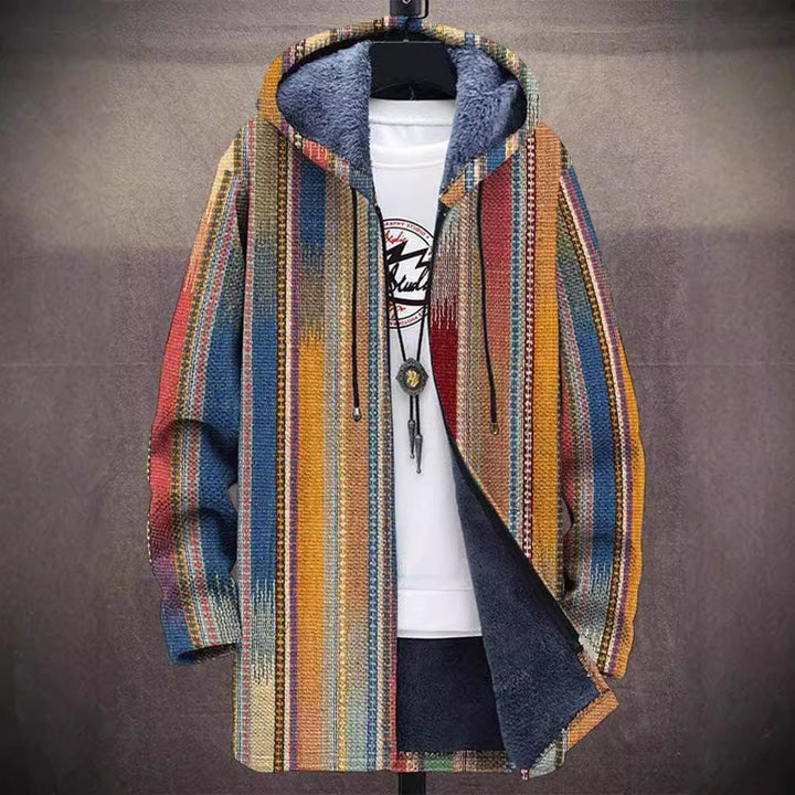 Mies | Artistic Patterned Cardigan with Warm Lining