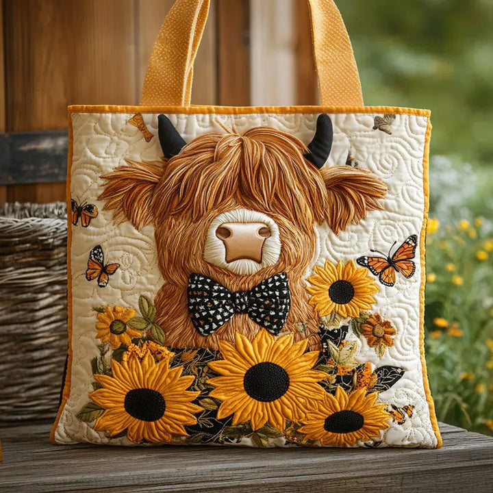 Quilted Bag - Highland Cow and Sunflowers