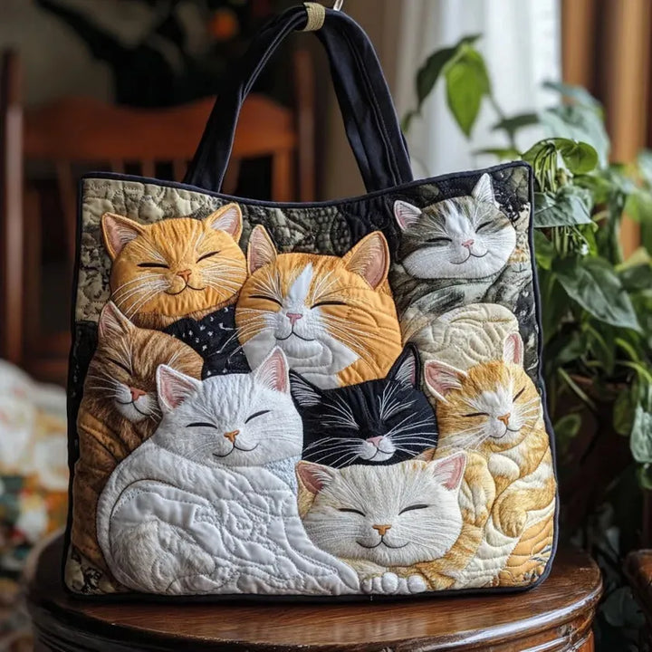 Quilted Artisan Backpack - Sleeping Cats Design