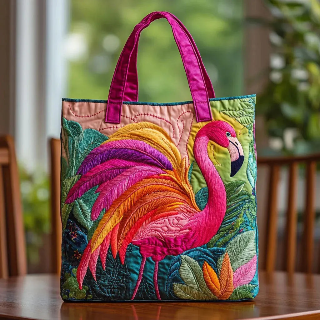 Rainbow Flamingo Padded Tote Bag
