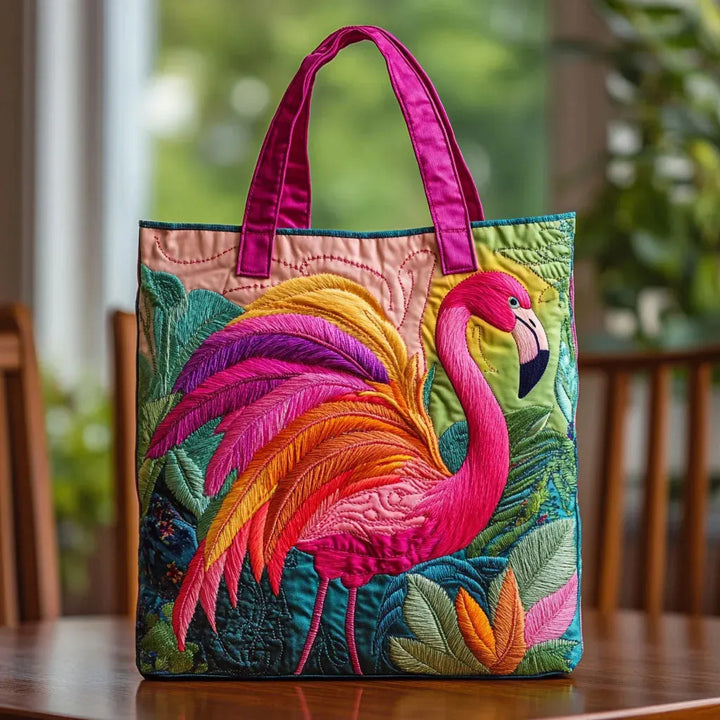 Rainbow Flamingo Padded Tote Bag