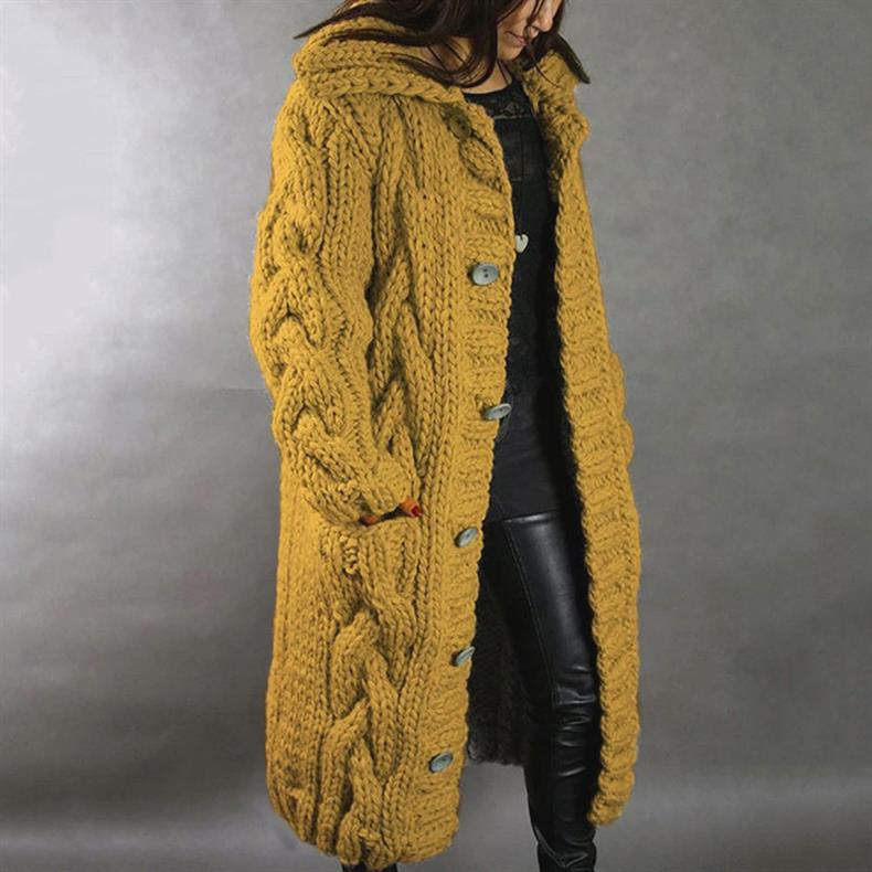 Aafje | Long Chunky Knit Hooded Cardigan
