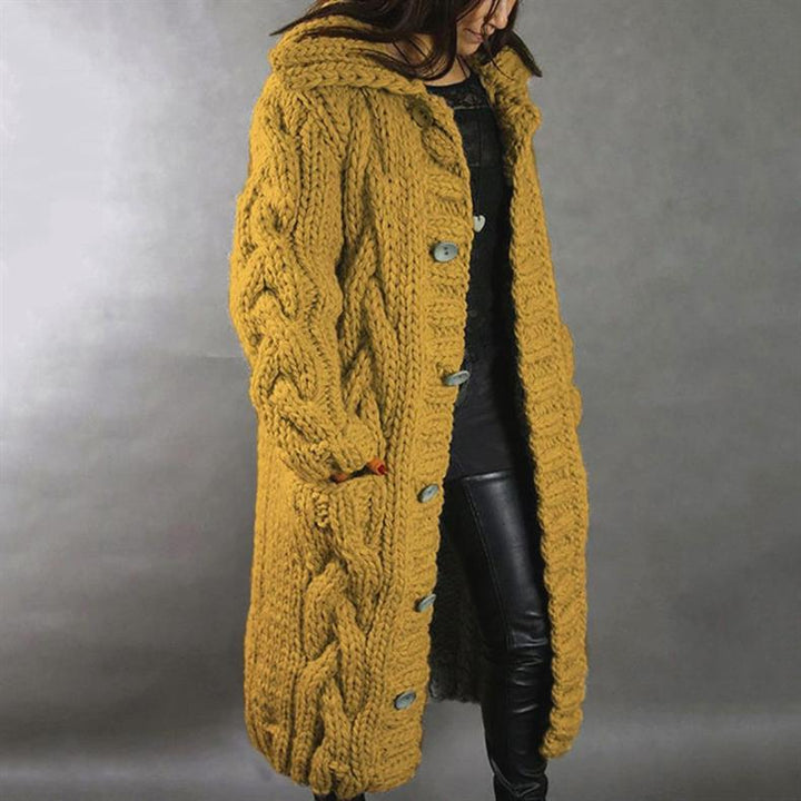 Aafje | Long Chunky Knit Hooded Cardigan