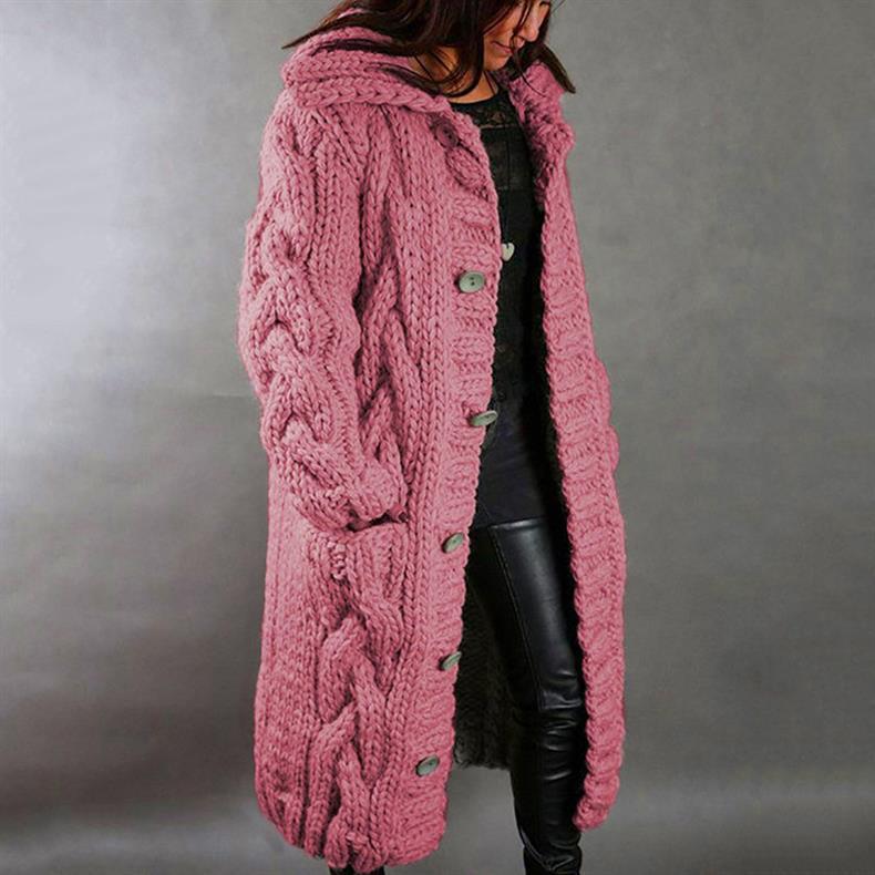 Aafje | Long Chunky Knit Hooded Cardigan
