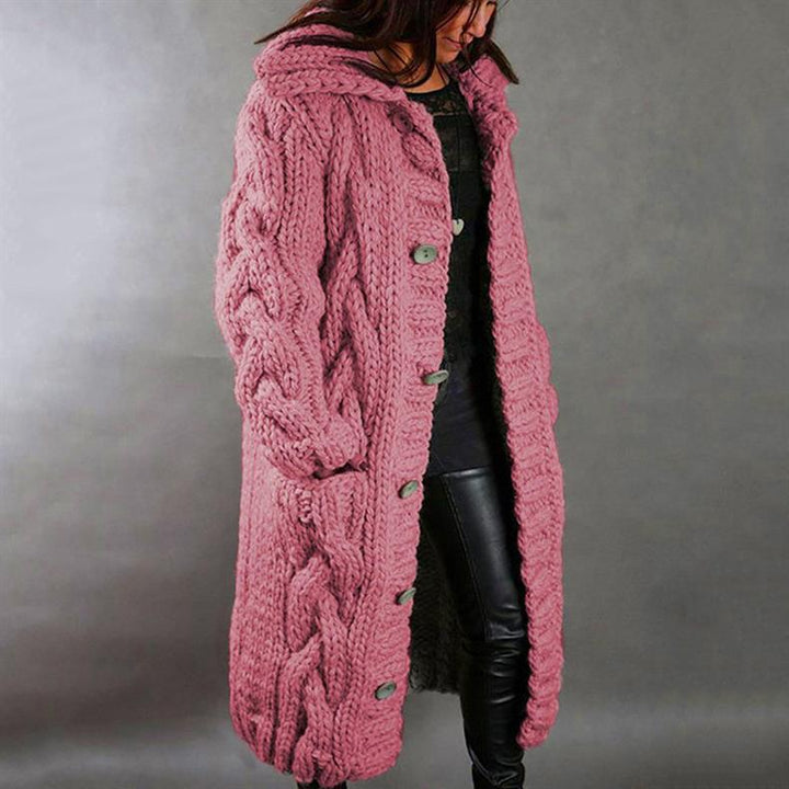 Aafje | Long Chunky Knit Hooded Cardigan