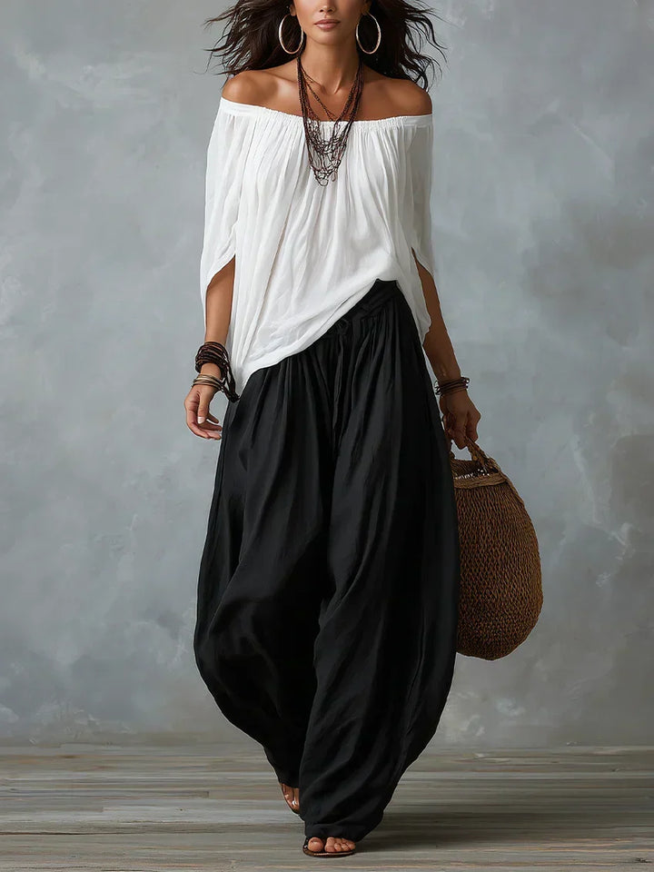 Off-the-Shoulder Top with Lantern Trousers
