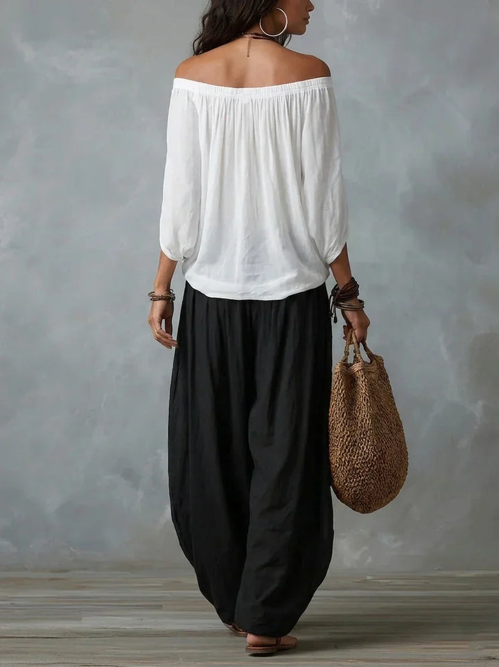 Off-the-Shoulder Top with Lantern Trousers