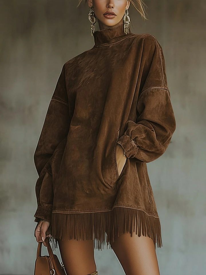 Gabrielle | High-Collar Dress with Fringing