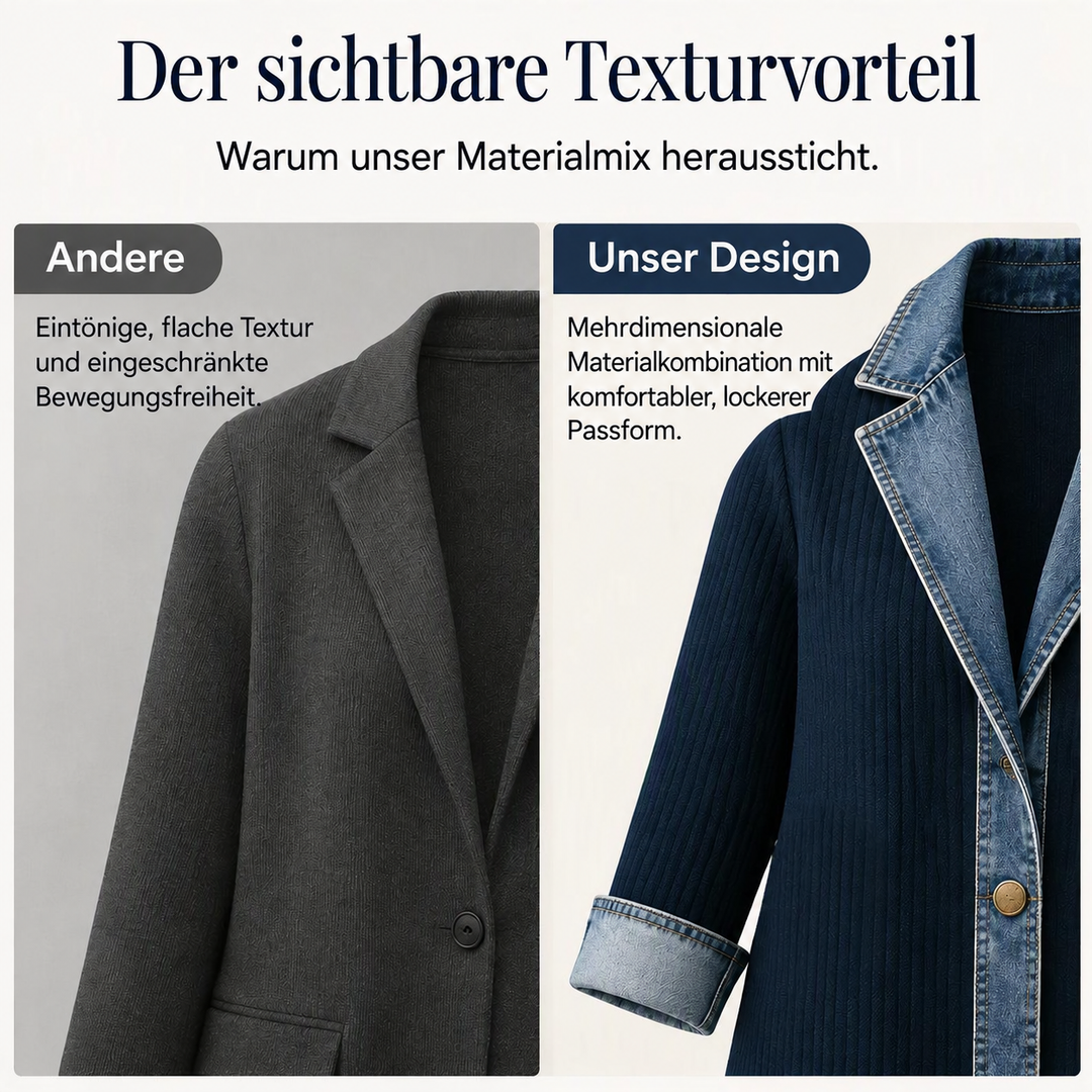 Greta™ | Elegant Denim Jacket with Knit Panels