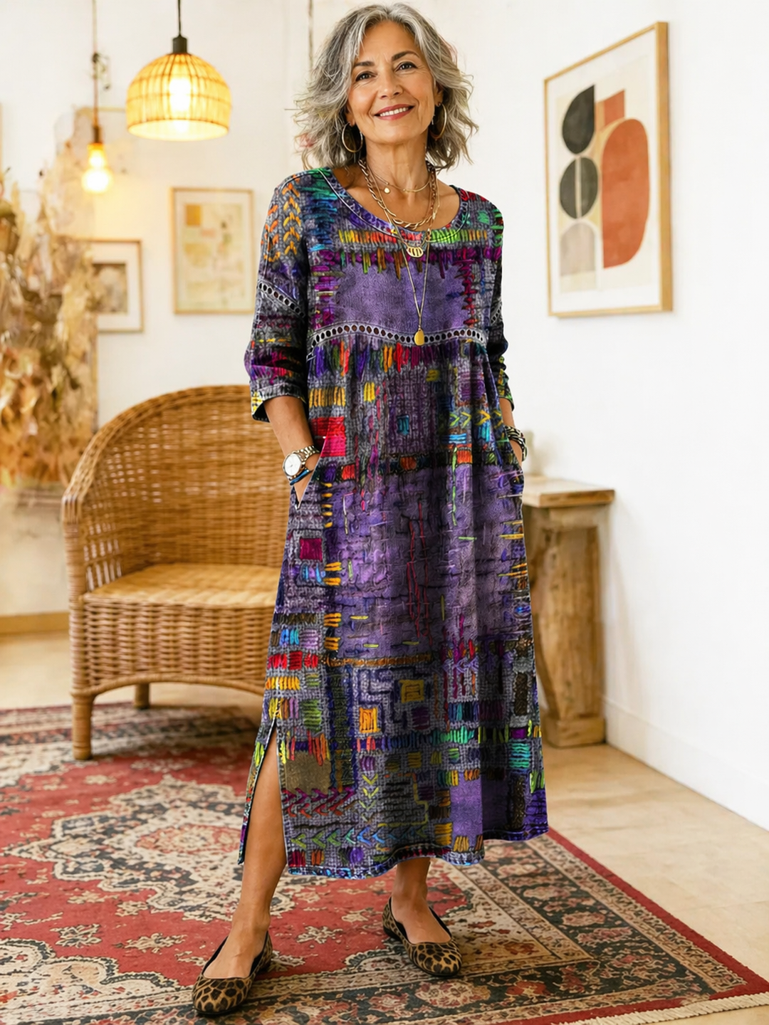 Lara - Colourful Maxi Dress with Ethnic Prints