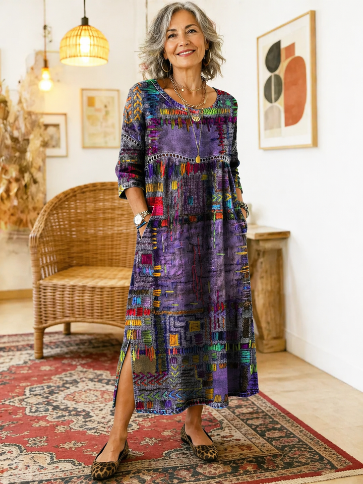 Lara - Colourful Maxi Dress with Ethnic Prints