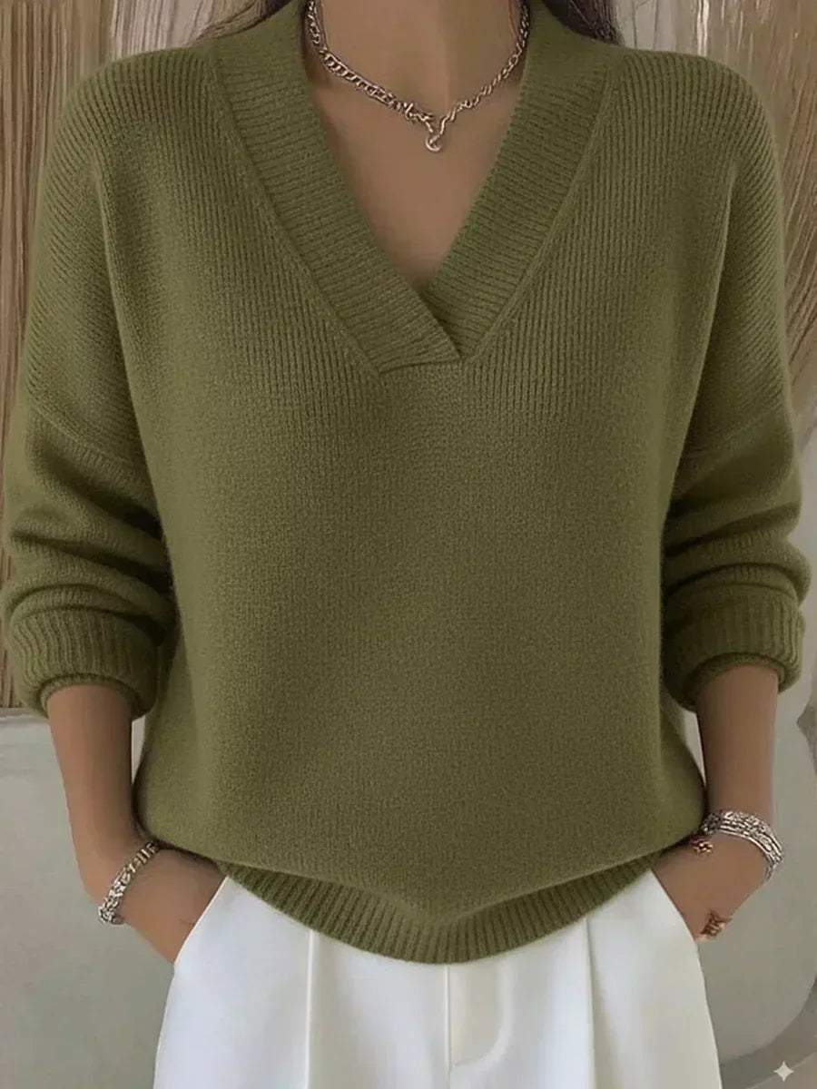 Vivelle™ | Relaxed V-Neck Knit Sweater