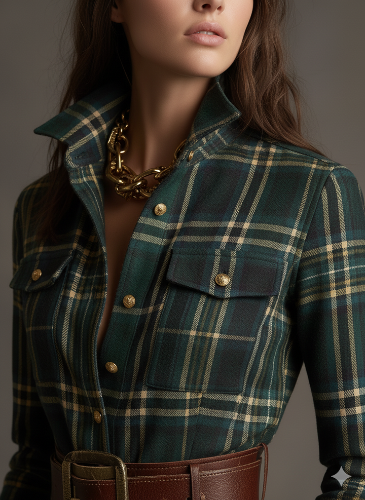 Elena - Checked Shirt Dress